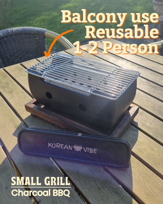 KoreanVibe The small Grill Barbeque - BBQ - Grill - Tafel - Barbecue - Korean bbq - houtskool bbq - koreaanse barbeque van KoreanVibe — afbeelding 3