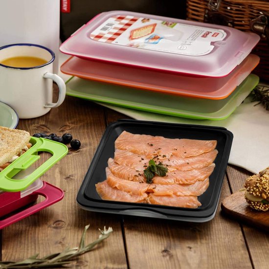 Set van 2 vershouddozen Fresh siliconenmateriaal voor kaas, vleeswaren Set van 2 vershouddozen Fresh siliconenmateriaal voor kaas, vleeswaren