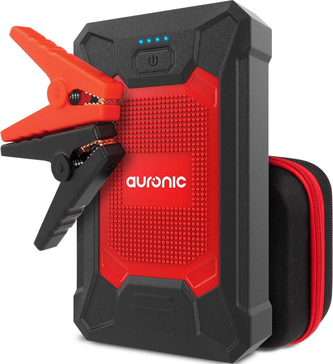 Auronic 12V Jumpstarter voor Auto – 600A / 7.200 mAh – 4-in-1 starthulp – Incl. tas - Rood/Zwart - Auronic