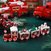Kersttrein op houten, Kerstversiering, Zuiver handgesneden houten trein, Vakantiecadeaus Etalage Houten Knutsels, klassieke stoomlocomotief, spoorwegwagen