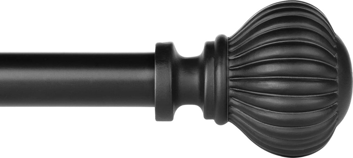 Uitschuifbare Gordijnroede 48-86 Inch Zwart 16mm Diameter Gordijnroede Metaal voor Ramen met Bal Pompoen Finial