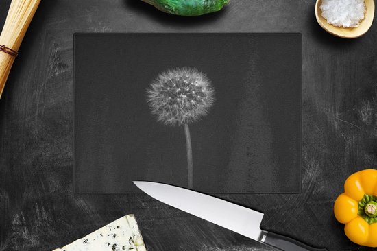 Planche à découper en Verres - 28x20 - Pissenlit - Zwart - Fleurs - Botanique - Planches à découper en Glas