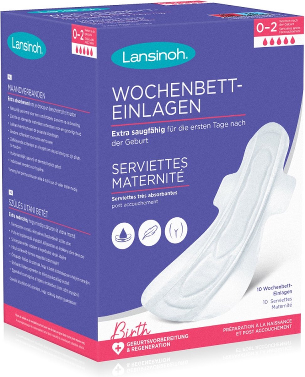 LANSINOH SERVIETTES DE MATERNITE 10 PIECES TAILLE L 0-2 SEMAINES