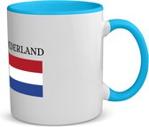 Akyol - nederland koffiemok - theemok - blauw - Amsterdam - toeristen nederlanders - rood wit blauw - holland - cadeau - kado - 350 ML inhoud