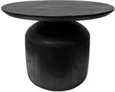 Bijzettafel - zwarte tafel met voelbare houtstructuur - organische vorm - hout - by Mooss - diameter 60cm