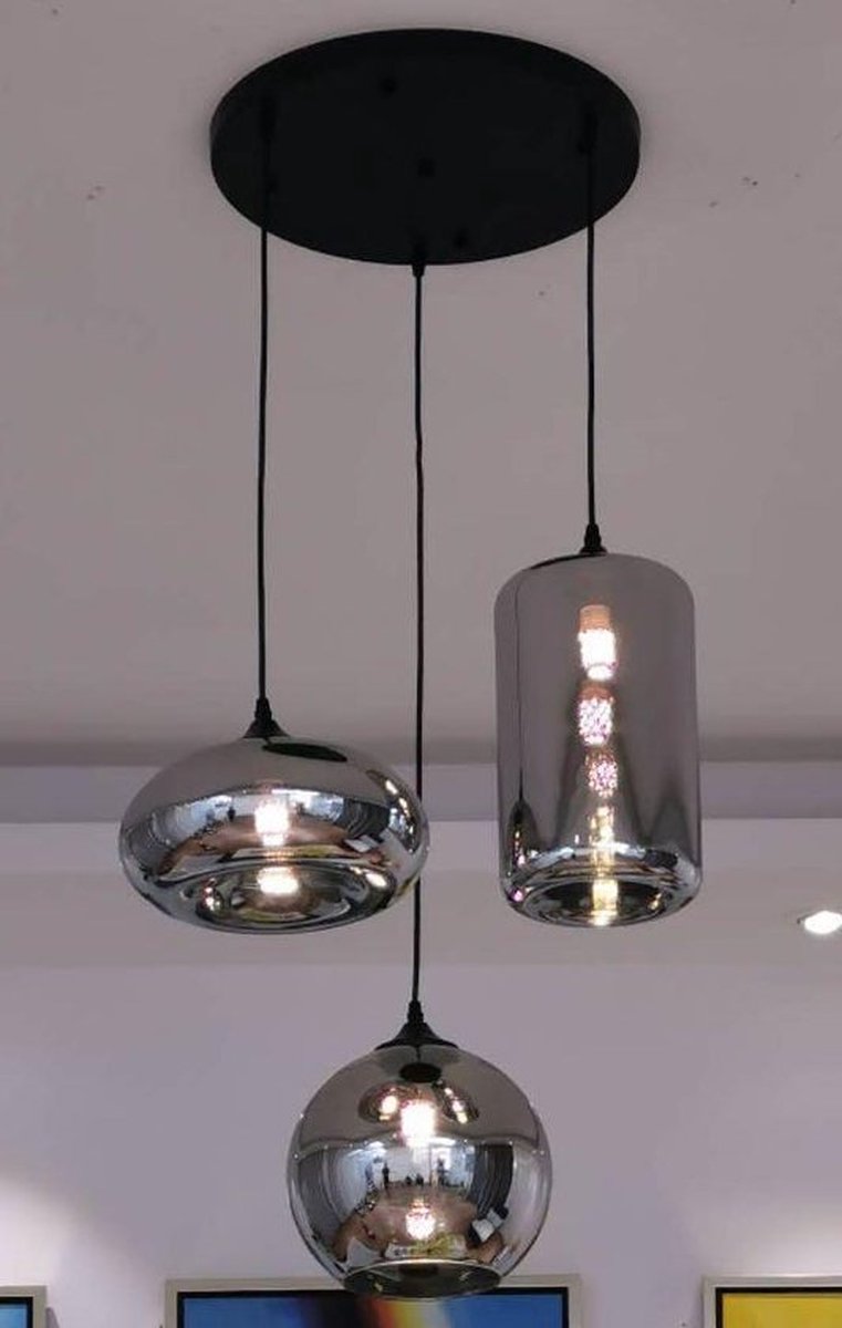 3-lichts - Evy Bulbs - Smoke Hanglamp - Woonkamer Slaapkamer Kinder kamer Hang lamp - Glas Bollen