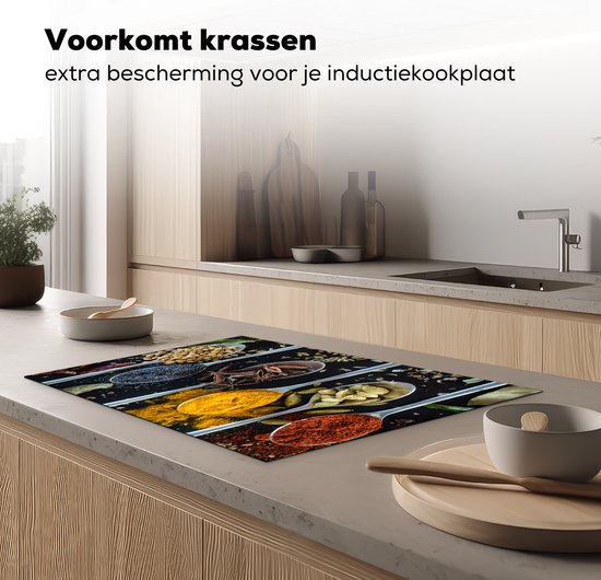 KitchenYeah® Inductie beschermer 76x51.5 cm - Lepel - Specerijen - Kruiden - Eten - Tafel - Kookplaataccessoires - Afdekplaat voor kookplaat - Inductiebeschermer - Inductiemat - Inductieplaat mat