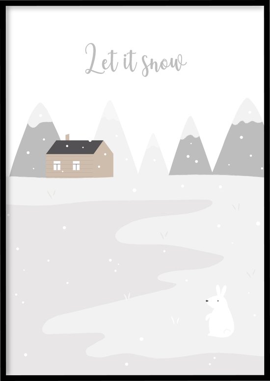 Poster Let it snow - Kerst poster - 30x40 cm - Exclusief lijst - WALLLL