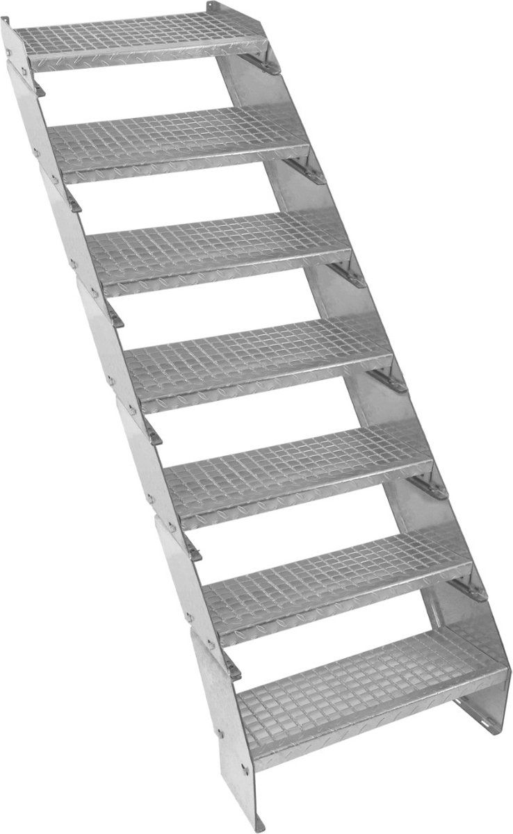 Verstelbare 7-delige verzinkte trap - zilver - 600mm - 12 treden