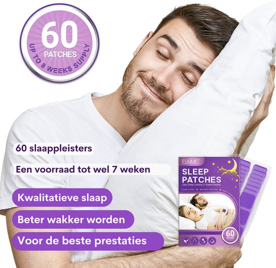 Elaimei® Slaappleisters 60 stuks - Slaappleister met Melatonine & Magnesium - Slaaphulp Volwassenen - Lavendel Olie - Valeriaan - L-Theanine - Slaapmiddel - Elaimei