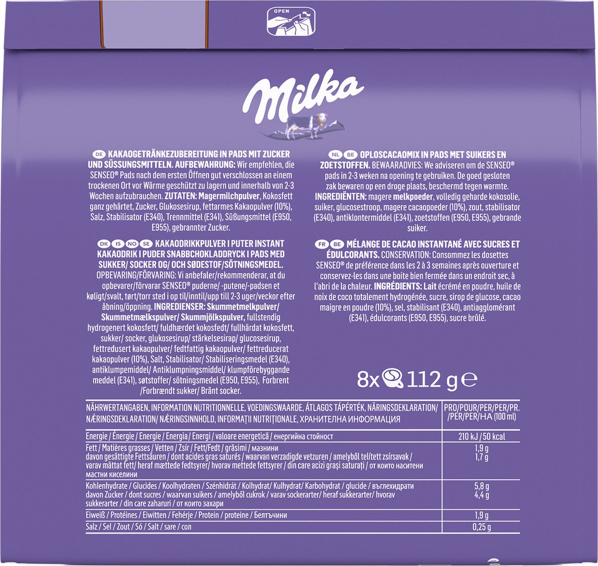 Senseo Milka Pads - 4 x 8 pads - chocolat chaud - pour votre machine Senseo®