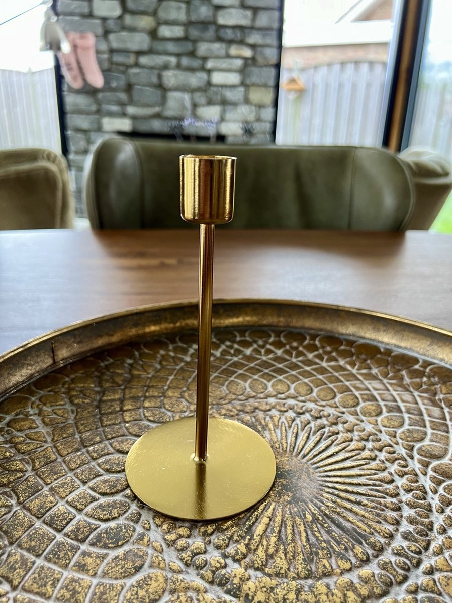 Metalen dinerkaarshouder - goud - 16 cm hoog