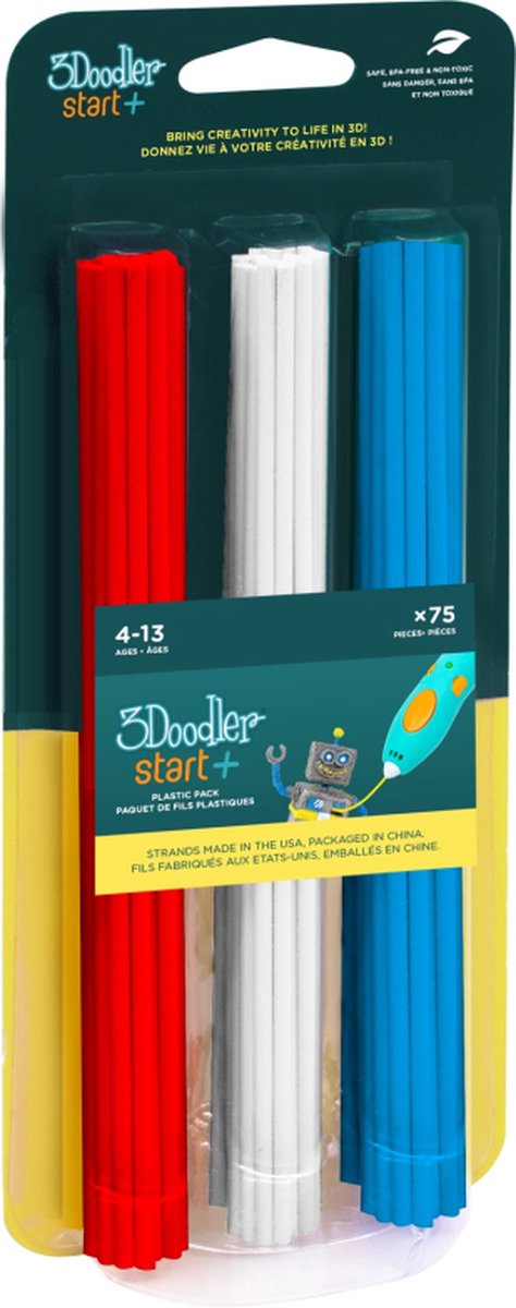 Image of 3Doodler 3DS-ECO-MIX1-75 Start Mix 1 Filament PLA kunststof Rood, Wit, Blauw 75 stuk(s)