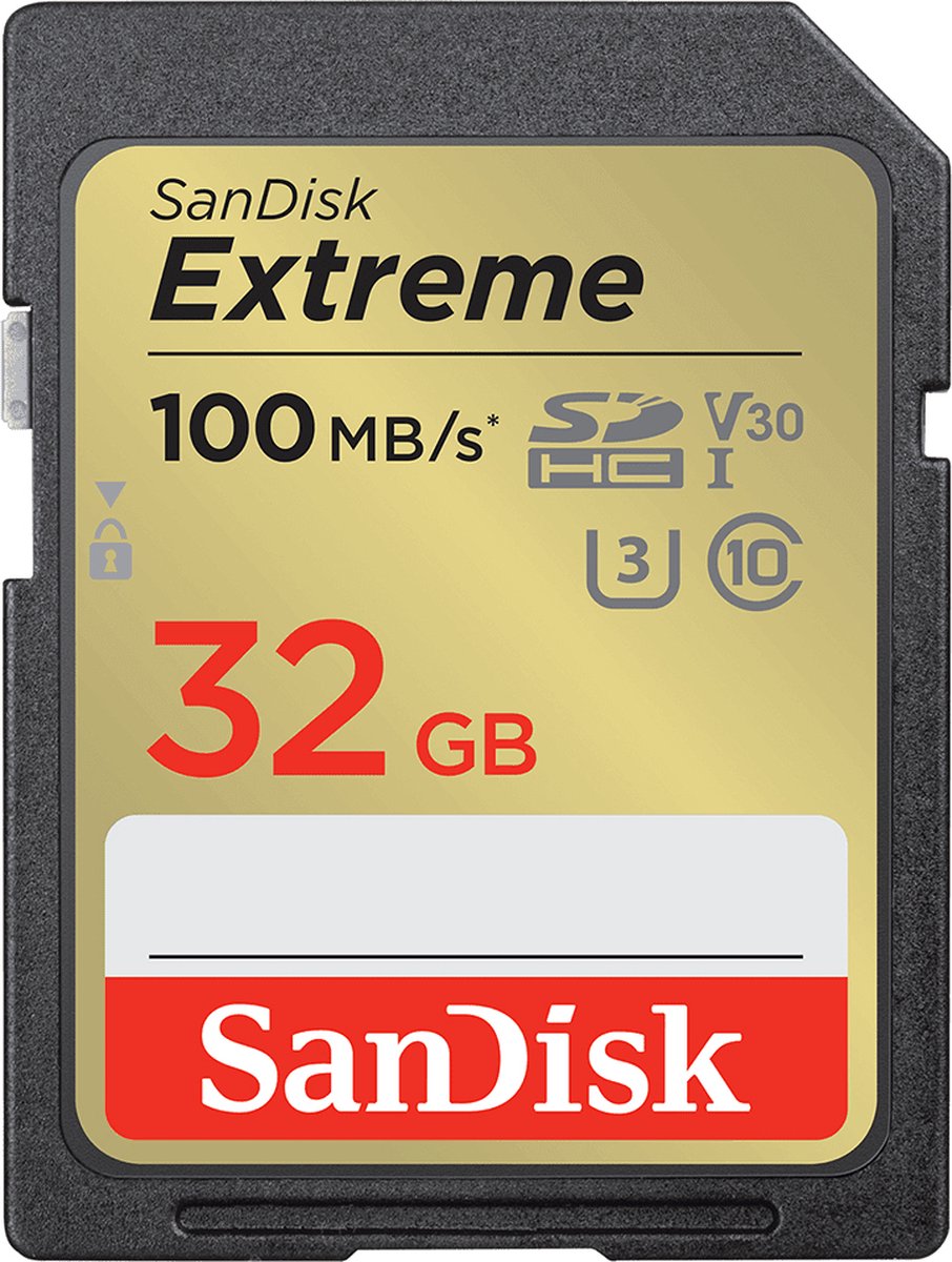 SanDisk Extreme PLUS 32 GB SDHC geheugenkaart 100 MB/s 60 MB/s UHS-I U3 V30
