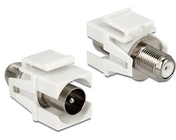 Keystone F-connector vrouwelijk - verzonken Coax mannelijk module wit