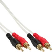 InLine witte tulp stereo 2RCA kabel met vergulde contacten - 7 meter