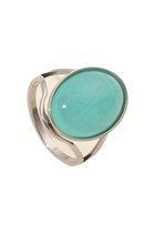 Natuursteen Ring Ovaal - Turquoise - Zilverkleurig