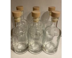 Puurmaken Glazen flesjes met kurk 100ml - 6 stuks - zware kwaliteit