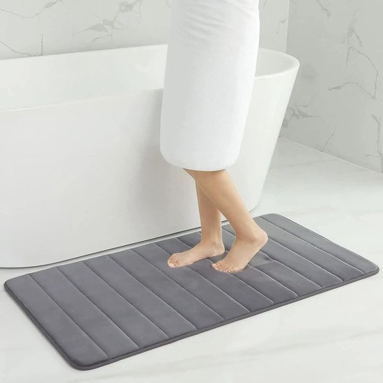 Memory Foam Bathroom Bath Mat, Absorbent Non-Slip Bath Mat, Washable Bath Mat, 60 x 120 cm, Dark Grey