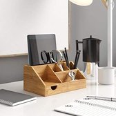 Wooden Desk Organiser, Bamboo Desk Organiser/Pen Holder Desk/Pen Box Table Organiser for Storage, Desk Organiser for School, Home, Office Organiser
