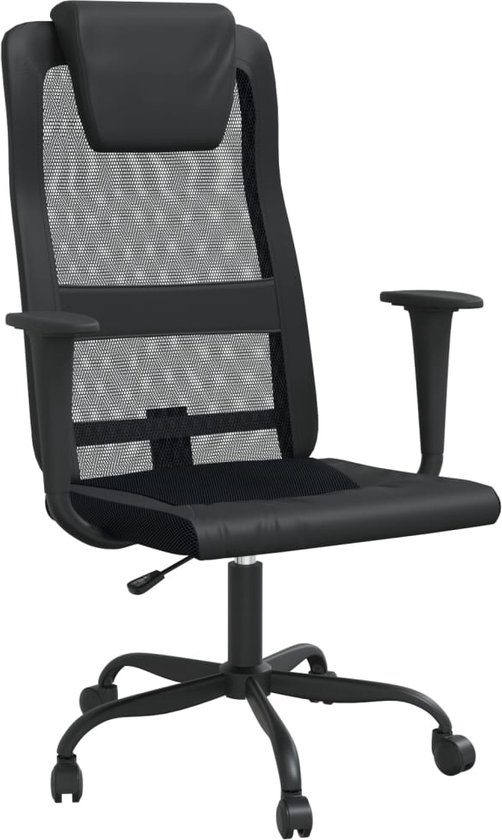 vidaXL-Kantoorstoel-verstelbare-hoogte-mesh-en-kunstleer-zwart
