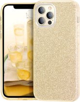AziLine Glitter Goud Hoesje geschikt voor iPhone 15 Pro - Ultiem Luxe en Krachtig Glitter Goud Bescherming Hoesje - Glamour Gold Stevig Backcover van Premium Kwaliteit geschikt voor iPhone 15 Pro