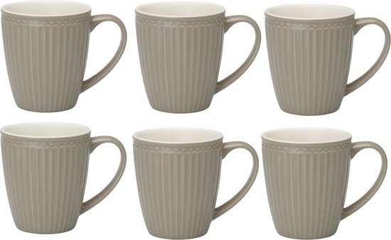 Foto: Greengate koffiemokken alice warm grijs 350 ml set van 6 stuks