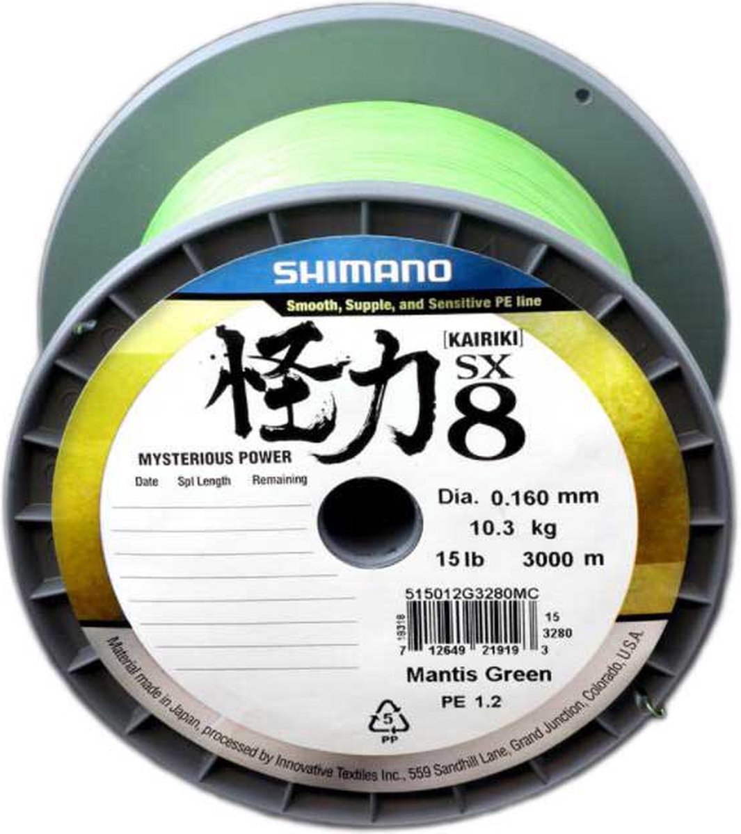 Shimano Fishing Kairiki 8 Gevlochten Vislijn 3000 M Geel 0.190 mm
