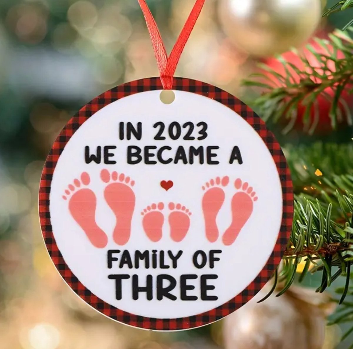 Kerstornament - Kerstbal - Family of Three 2023 - Kerstversiering - Baby - Kerst Hanger