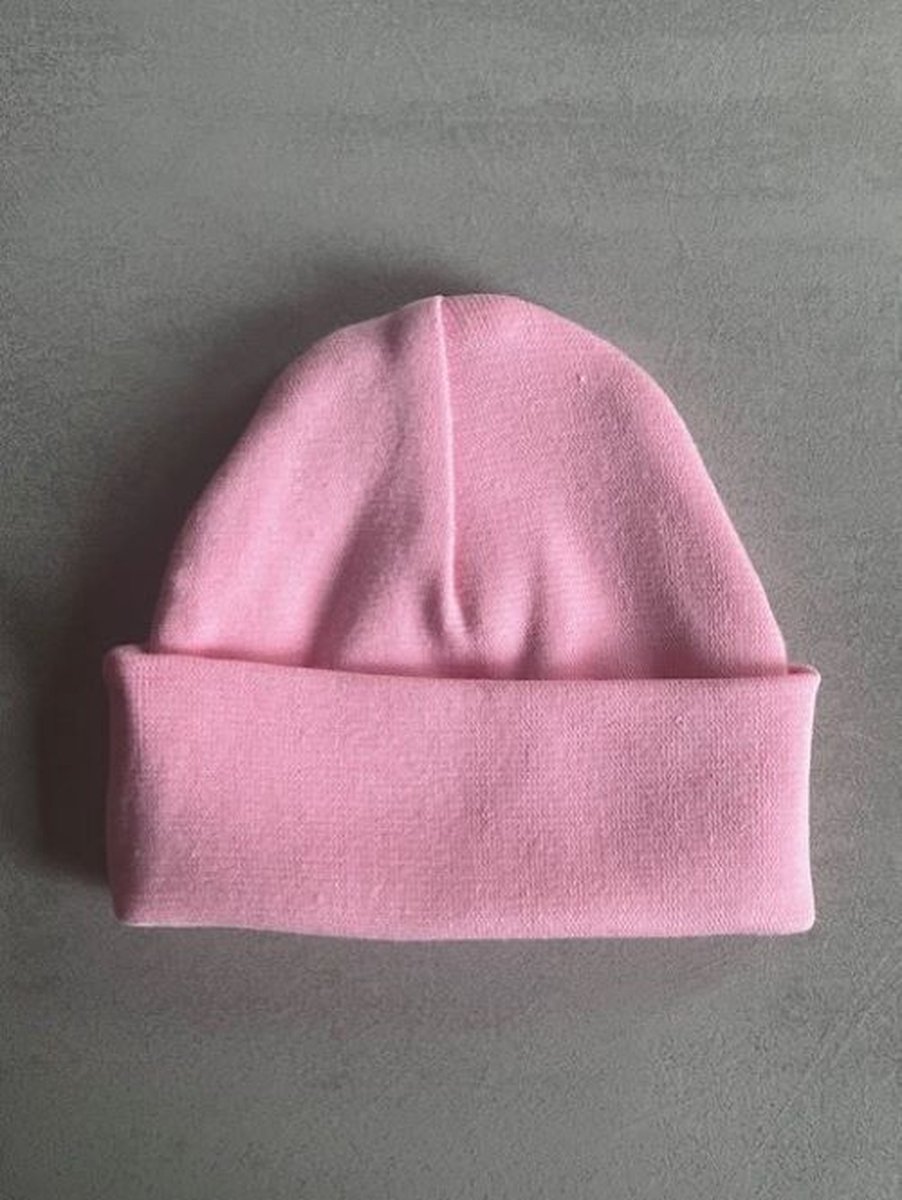 Goedkoopste Babymuts - gepersonaliseerd - met naam - Kleur Cotton Candy - Roze - maat 0-3 maanden - Baby - Muts - Kraamcadeau