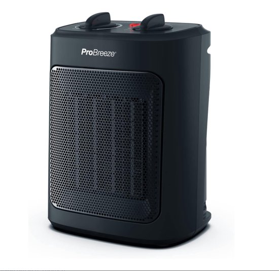 Elektrische Kachel 2000W - Overbehittingsbeveiling & Kantelbeveiliging - Snelle Keramische Kachel met 3 Warmtestanden - Ventilator Stand - Regelbare Thermostaat - Zwart