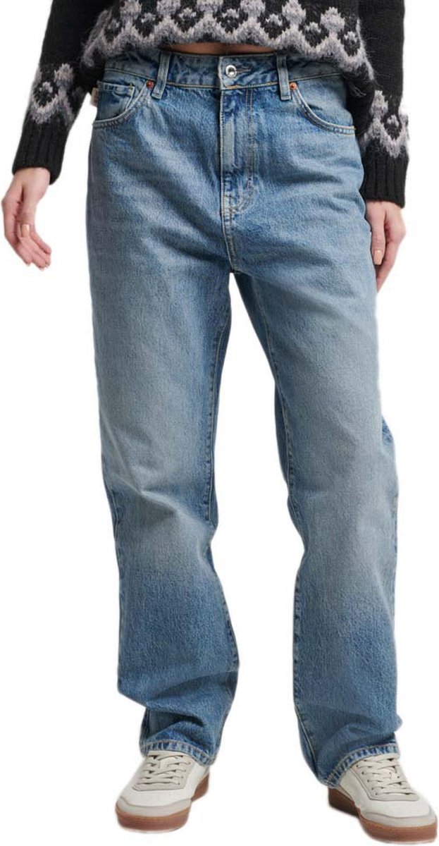 Superdry Rechte jeans met hoge taille van biologisch katoen Dames Jeans Houston Mid Vintage