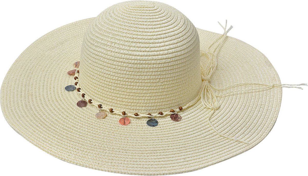 Clayre & Eef Hoed Dames Beige Papierstro Zonnehoed