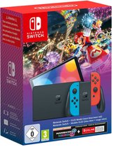 Nintendo Switch OLED - Mario Kart 8 Deluxe + 3 maanden Online Lidmaatschap Bundel - Blauw/Rood
