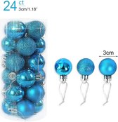 Kerstballen - 24 stuks - Kerstversiering - Kerst - Feestdagen - Versiering - Kerstboom - Blauw - Glitter - Set