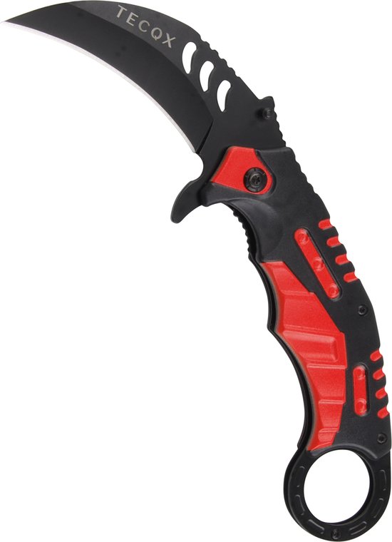 Foto: Tecqx dragon karambit extreme opvouwbaar discreet survival mes tactical knife 20cm broekclip vlijmscherp rvs zwart