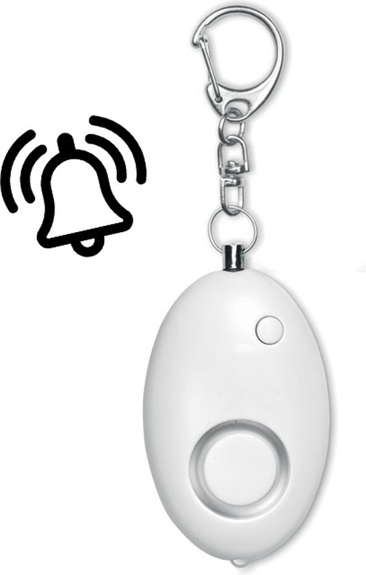 Zelfverdediging sleutelhanger - Alarmknop - Alarm voor ouderen - Met LED lampje - wit