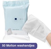 ABENA Premium Molton Wegwerp Washandjes – 50 stuks – Van Kwalitatief Zacht, Dun en Sterk Materiaal – Hygiënisch – Voor Eenmalig Gebruik – Royale Handinsteek – Perfect voor Onderweg