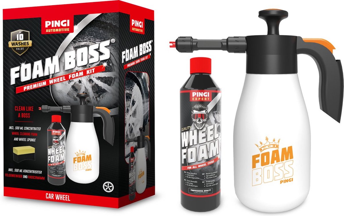 PINGI Automotive Premium Wheel Foam Cleaning Kit 500 ml inclusief Spray Gun