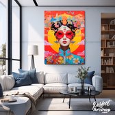 JAPANESE POPART LADY: 60x80cm Aluminium Decoratie - Kunst - Vrouw - Japans