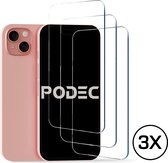 Podec Screenprotector geschikt voor iPhone 15/15 pro - Gehard Beschermglas - Transparant en Krasbestendig - Tempered Glass Screen Cover - 3 Stuks