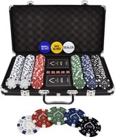 Texas' Finest Matt Black Pokerset - Inclusief E-Book - 300 Pokerchips - Casino Speelkaarten - Poker