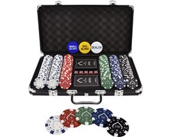 Texas' Finest Matt Black Pokerset - 300 Fiches - Casino Speelkaarten