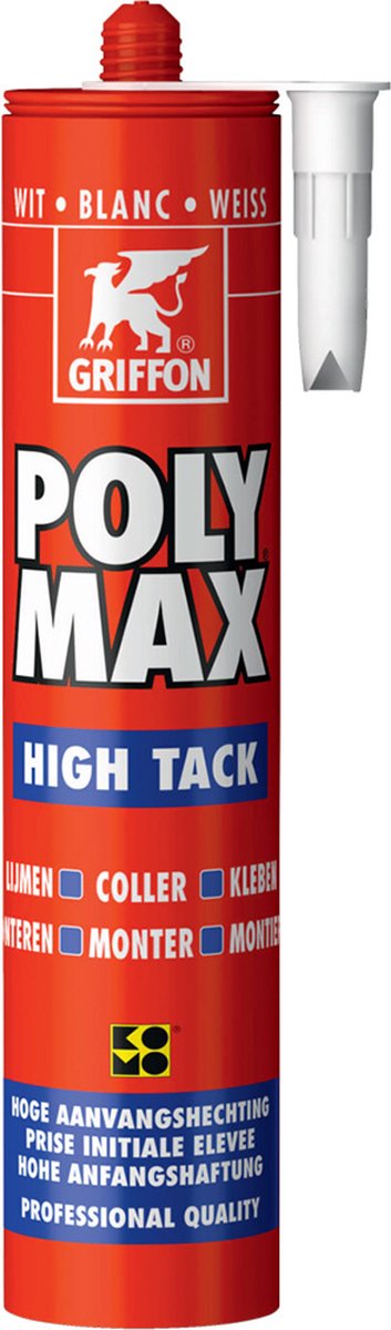 Griffon Poly Max High Tack Montagelijm - Wit - Koker - 425gr