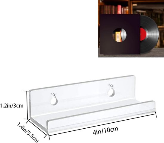 Vinyl Record Wall Mount Houders 12 Stuks Acryl - Transparante Planken Voor LP's En CD's Aan De Muur