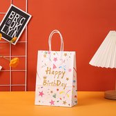 10 x Geschenktassen SET - WIT - Happy Birthday Tassen - 21*15*8 cm - Kraftpapier - Voor kinderen - Draagtassen - Cadeauzakjes - Verpakking - Sham's Art