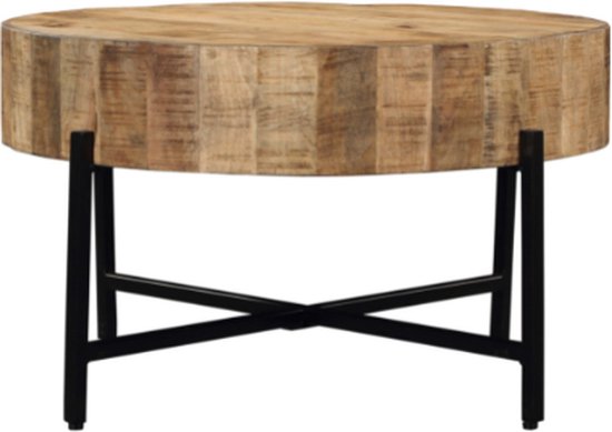 Salontafel rond - Salontafel mangohout 80 cm - Salontafel hout | bol
