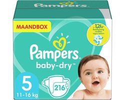 Pampers - Baby Dry - Maat 5 - Mega Maandbox - 216 Stuks - 11-16 kg