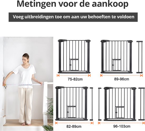 Barrière Sécurité Enfant COMOMY Barrière De Protection De Porte, Extra Haute, 75 à 103 Cm, Sans Perçage, Pour Bébé, Enfants, Chien Et Chat, 91,5 Cm De Haut, Blanche Barriere Enfant