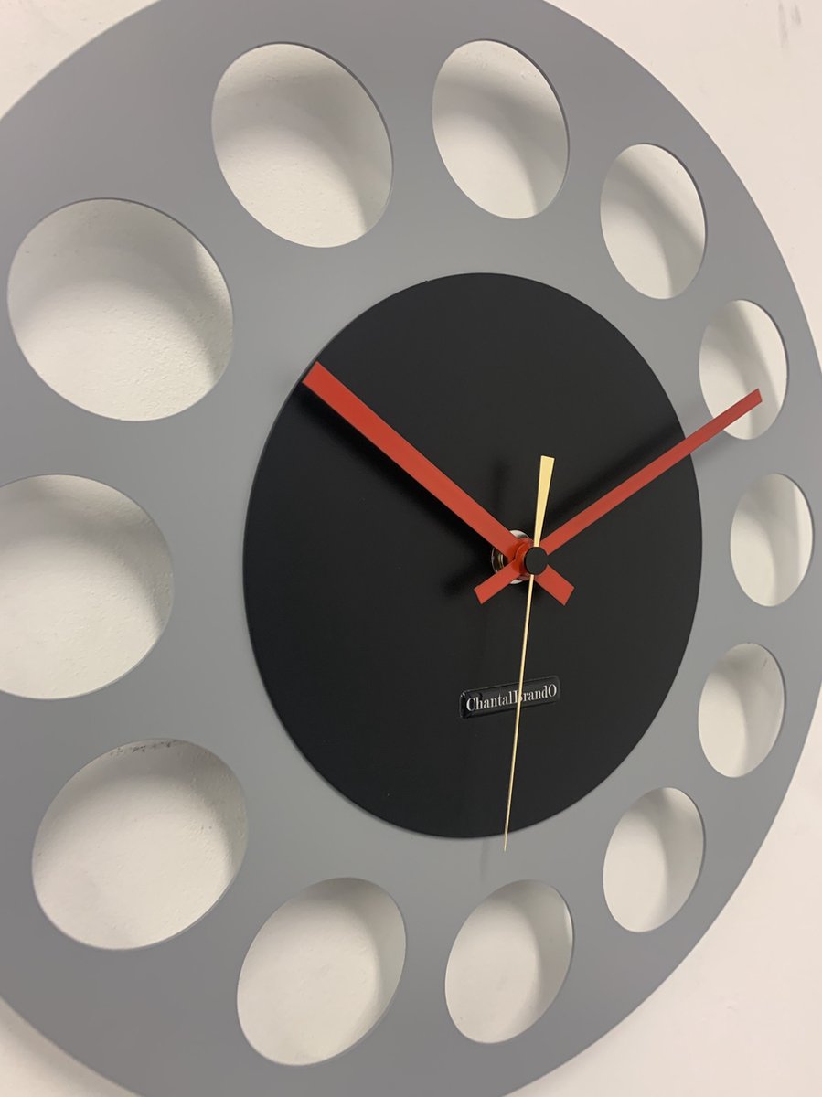 Wandklok CHANTALBRANDO -- GREY & BLACK TORNADO 40 -- MODERN DESIGN --